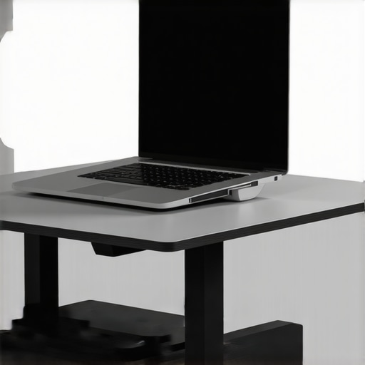 Adjustable ergonomic laptop stand in a modern workspace.