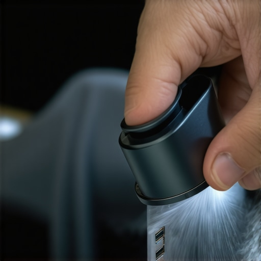 Person using compressed air to clean USB-C hub ports