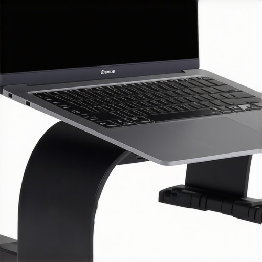 Adjustable ergonomic laptop stand with cooling vents and anti-slip pads