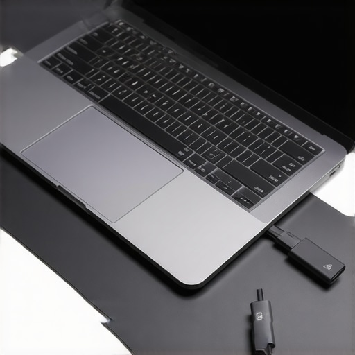 Modern ergonomic workspace with laptop accessories for productivity