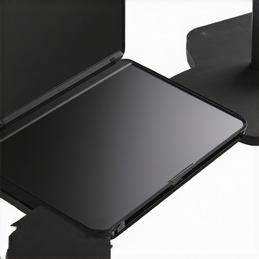 Arrange of modern laptop sleeve, USB-C hub, external SSD, and ergonomic stand on a desk.