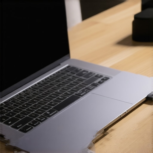 Laptop setup featuring external SSD, USB-C hub, and ergonomic stand for efficient 8K editing.